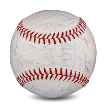1961 World Champion  New York Yankees  Team Signed Ball (27 Signatures Including Mantle and Maris)